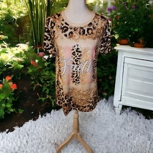 NWT Faith Cheetah Print Tee Size Medium